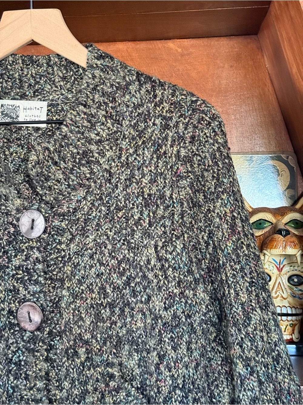 Habitat - Multicolor Tweed Cardigan Jacket - Brown Blend - Women’s Medium